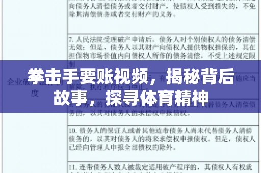 拳击手要账视频，揭秘背后故事，探寻体育精神