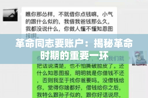 革命同志要账户：揭秘革命时期的重要一环