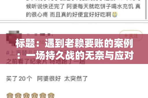 标题：遇到老赖要账的案例：一场持久战的无奈与应对